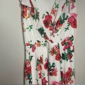 Express‎ White Pink Floral Flutter Formal Casual Dress Size Large